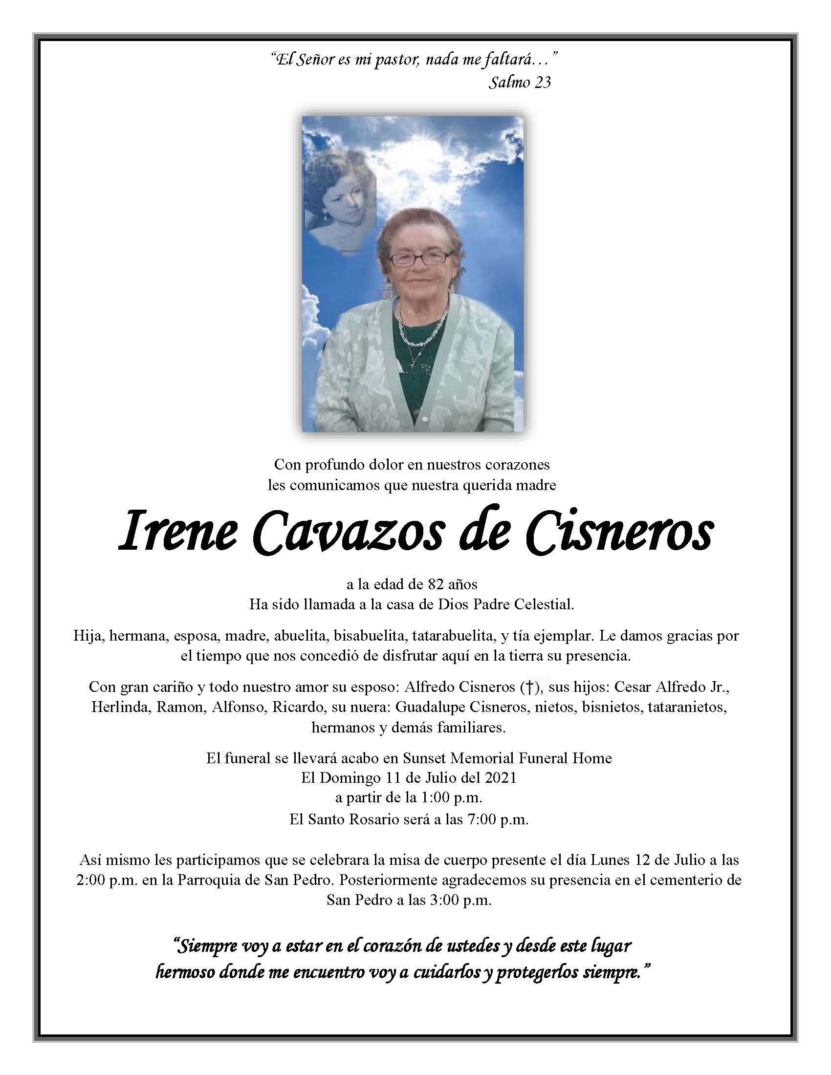 A poster of irene cavazos de cisneros