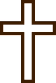 A cross is shown in brown and white.